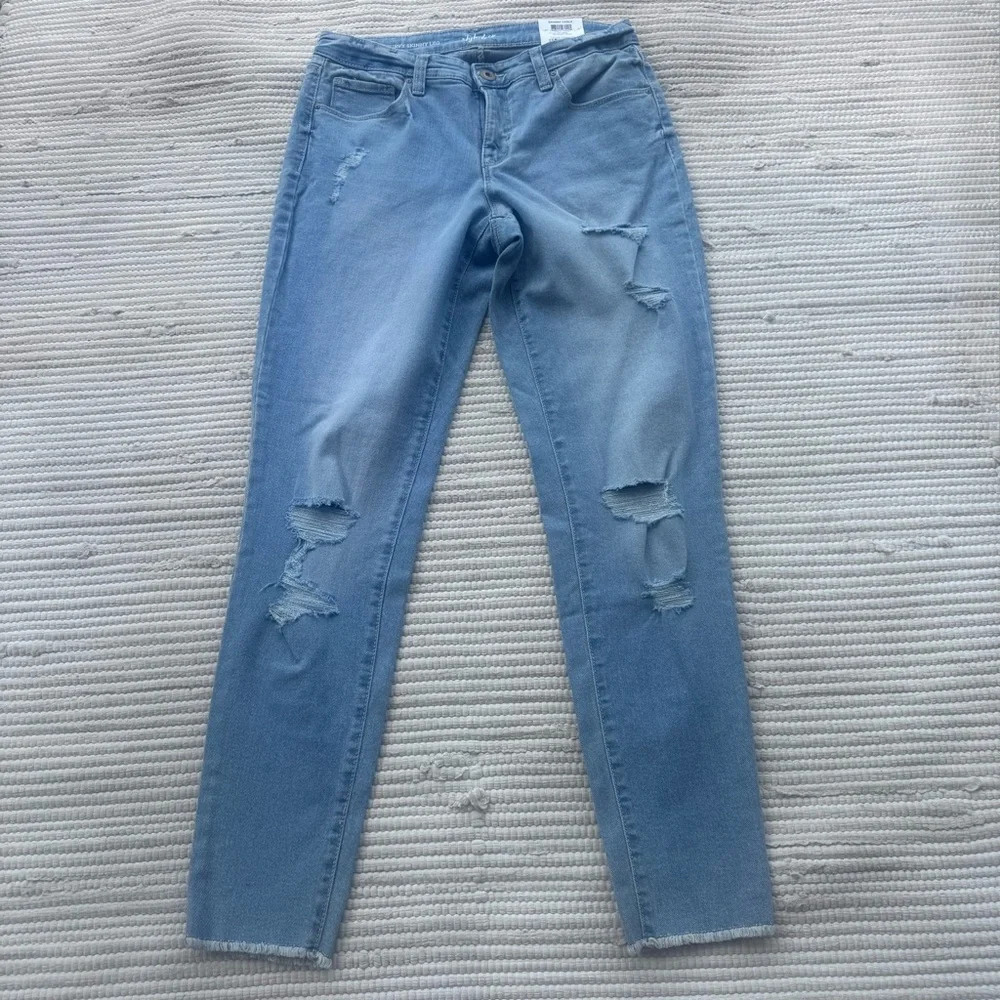 Style & Co Curvy Fit Distressed Skinny Jeans Mid Rise Tummy Control 4 NWT